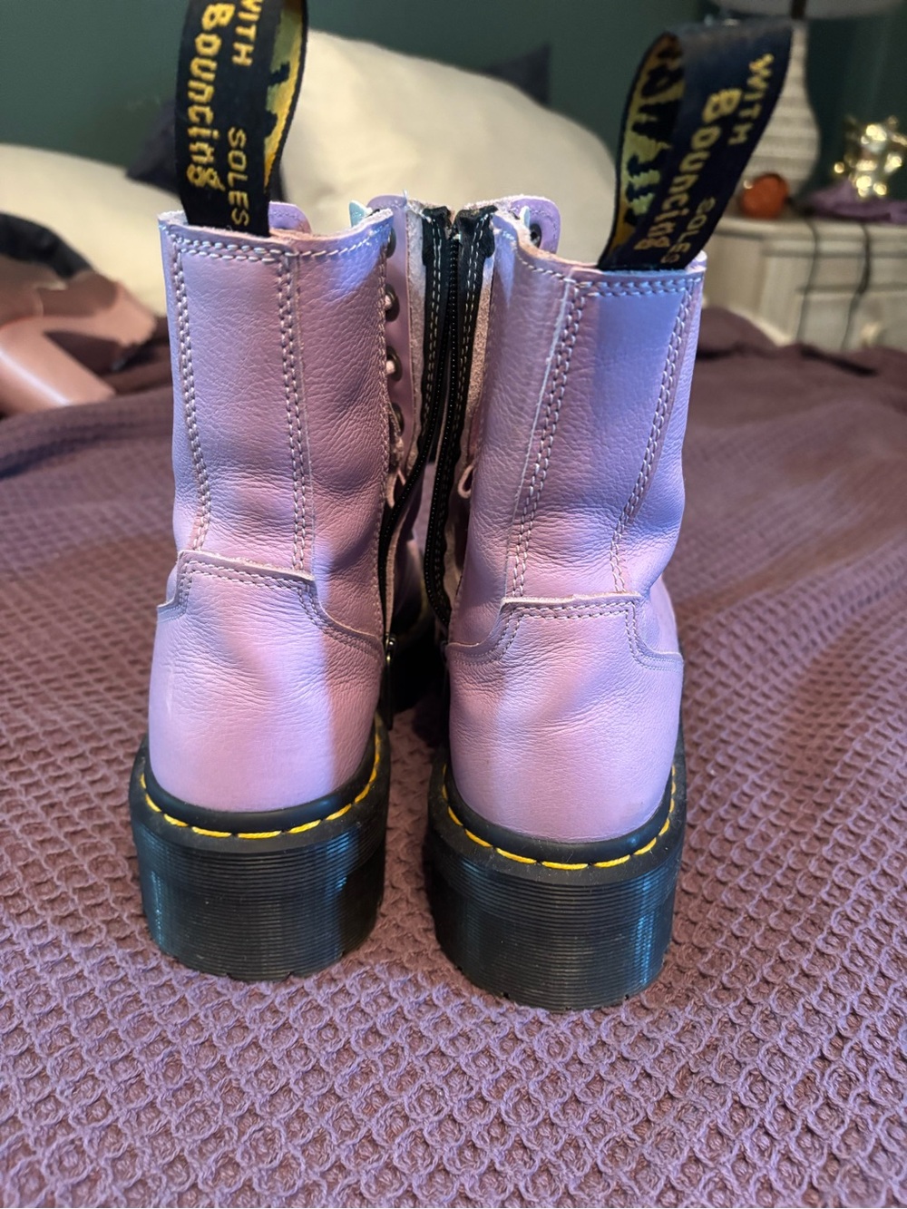 Broken in Dr. Martens Jadon Lavender 8-Eye Platform Lace-Up Boots - Picture 10 of 16